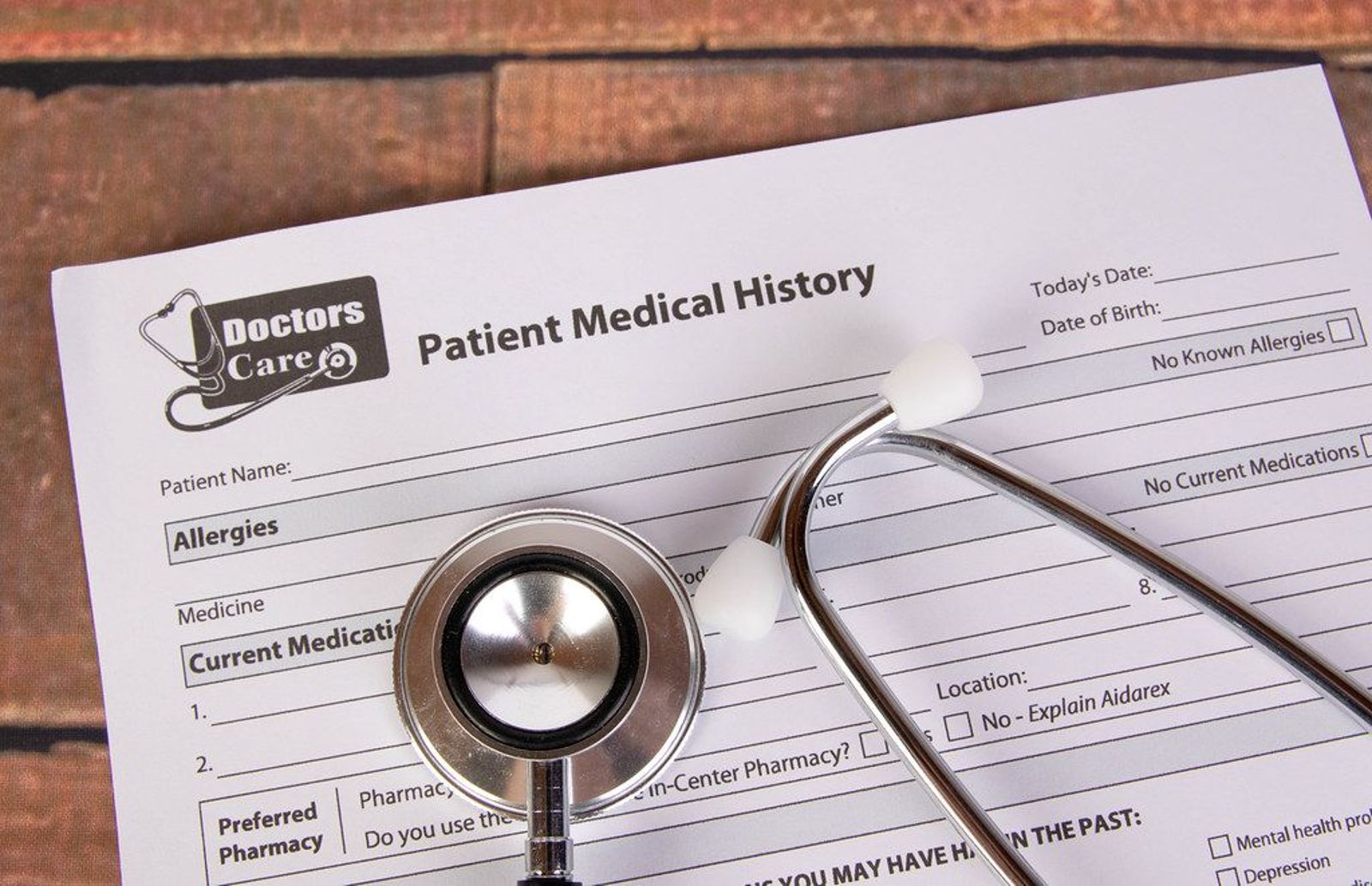 Patient medical chart with clinical history