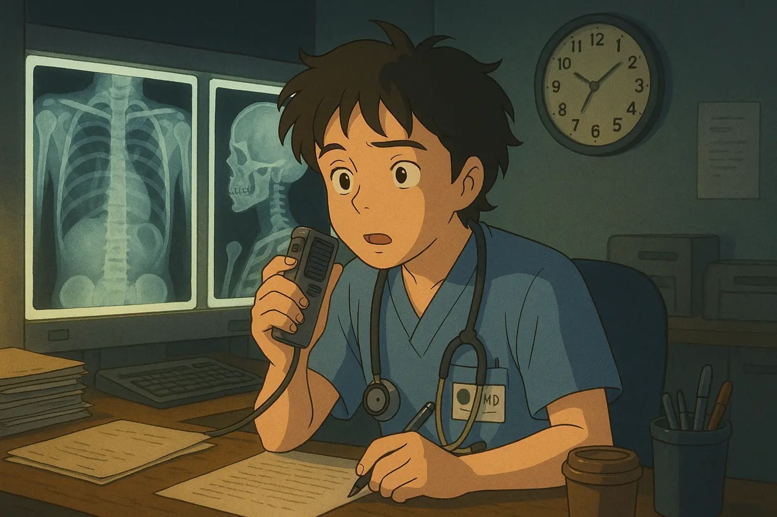 Overwhelmed radiology resident on call
